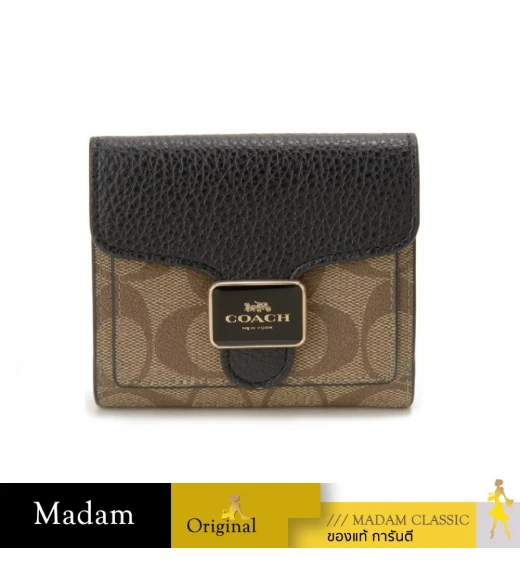 กระเป๋าสตางค์ COACH C7805 SIGNATURE CANVAS SNAP PEPPER WALLET (IMLOV)
