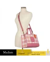 กระเป๋าสะพายข้าง COACH C8201 DEMPSEY CARRYALL WITH GARDEN PLAID PRINT AND COACH PATCH (IMTVT)