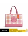 กระเป๋าสะพายข้าง COACH C8201 DEMPSEY CARRYALL WITH GARDEN PLAID PRINT AND COACH PATCH (IMTVT)