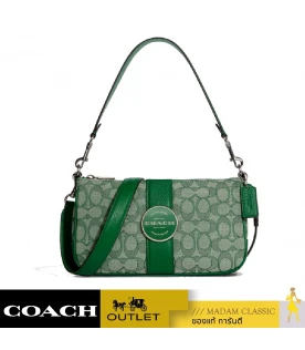 กระเป๋าสะพายข้าง COACH C8306 LONNIE BAGUETTE IN SIGNATURE JACQUARD (SVGN)