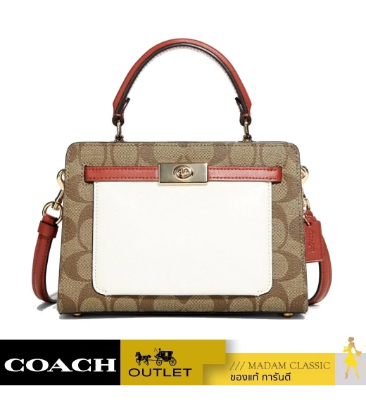 กระเป๋าสะพาย COACH C8318 MINI LANE TOP HANDLE IN COLORBLOCK SIGNATURE CANVAS (IMLOT)