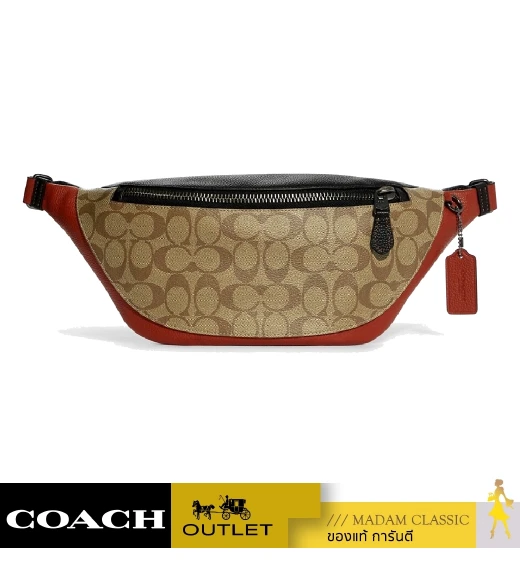 กระเป๋าคาดอก คาดเอว COACH C8386 WARREN BELT BAG IN COLORBLOCK SIGNATURE CANVAS (QBTUI)