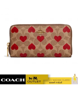 กระเป๋าซิปรอบ COACH C8547 ACCORDION ZIP WALLET IN SIGNATURE CANVAS WITH HEART PRINT (B4P22)