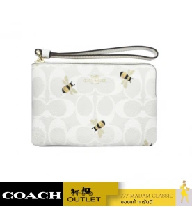 กระเป๋าคล้องมือ COACH C8674 CORNER ZIP WRISTLET IN SIGNATURE CANVAS WITH BEE PRINT (IMRFI)