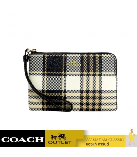 กระเป๋าคล้องมือ COACH C8683 CORNER ZIP WRISTLET WITH GARDEN PLAID PRINT (IMF23)