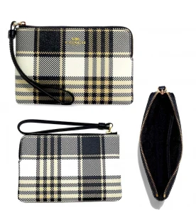 กระเป๋าคล้องมือ COACH C8683 CORNER ZIP WRISTLET WITH GARDEN PLAID PRINT (IMF23)