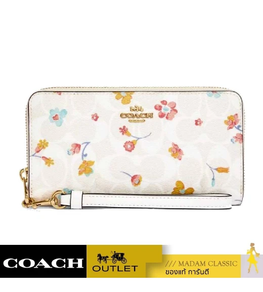 กระเป๋าสตางค์ COACH C8695 LONG ZIP AROUND WALLET IN SIGNATURE CANVAS WITH MYSTICAL FLORAL PRINT (IMCAH)