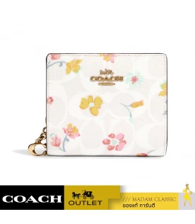 กระเป๋าสตางค์ COACH C8704 SNAP WALLET IN SIGNATURE CANVAS WITH MYSTICAL FLORAL PRINT (IMCAH)
