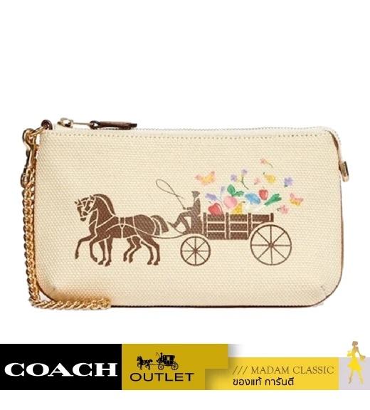 กระเป๋าสตางค์คล้องมือ COACH C8725 LARGE WRISTLET 19 WITH DREAMY VEGGIE HORSE AND CARRIAGE (IMNAM)