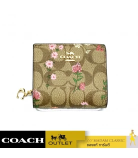 กระเป๋าสตางค์ COACH C8734 SNAP WALLET IN SIGNATURE CANVAS WITH WILDFLOWER PRINT (IME7V)