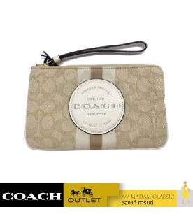 กระเป๋าคล้องมือ COACH C8841 DEMPSEY LARGE CORNER ZIP WRISTLET IN SIGNATURE JACQUARD WITH STRIPE AND COACH PATCH (IMDQC)