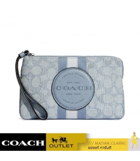 กระเป๋าสตางค์ COACH C8841 DEMPSEY LARGE CORNER ZIP WRISTLET IN SIGNATURE JACQUARD WITH STRIPE AND COACH (SVS9X)