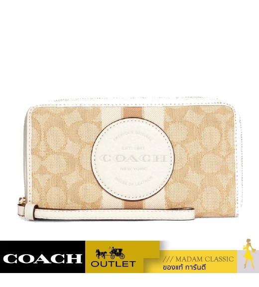 กระเป๋าสตางค์คล้องมือ COACH C9073 DEMPSEY LARGE PHONE WALLET IN SIGNATURE JACQUARD WITH STRIPE AND COACH PATCH (IMDQC)