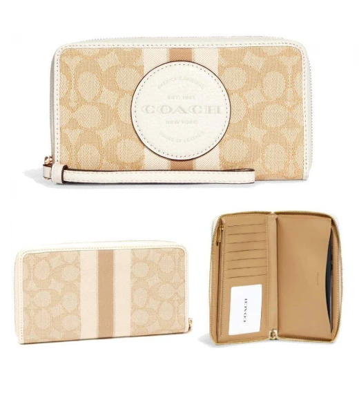 กระเป๋าสตางค์คล้องมือ COACH C9073 DEMPSEY LARGE PHONE WALLET IN SIGNATURE JACQUARD WITH STRIPE AND COACH PATCH (IMDQC)