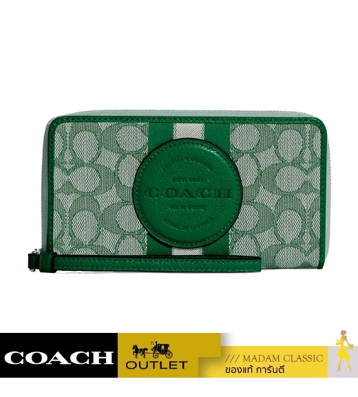 กระเป๋าสตางค์คล้องมือ COACH C9073 DEMPSEY LARGE PHONE WALLET IN SIGNATURE JACQUARD WITH STRIPE AND COACH PATCH (SVGN)