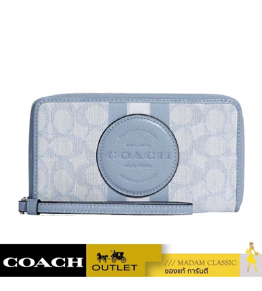 กระเป๋าสตางค์คล้องมือ COACH C9073 DEMPSEY LARGE PHONE WALLET IN SIGNATURE JACQUARD WITH STRIPE AND COACH PATCH (SVS9X)