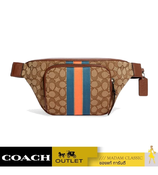 กระเป๋าคาดอก COACH C9364 THOMPSON BELT BAG IN SIGNATURE JACQUARD WITH VARSITY STRIPE (QBUC5)