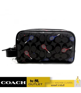 กระเป๋าคล้องมือ COACH C9585 SMALL TRAVEL KIT IN SIGNATURE CANVAS WITH RACQUET PRINT (QBA5F)