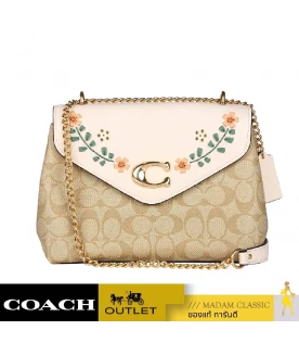 กระเป๋าสะพายข้าง COACH CA016 TAMMIE SHOULDER BAG IN SIGNATURE CANVAS WITH FLORAL WHIPSTITCH(IMOTV)