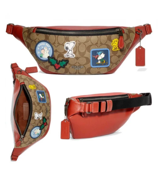 กระเป๋าคาดอกคาดเอว COACH CE541 COACH X PEANUTS WARREN BELT BAG IN SIGNATURE CANVAS WITH PATCHES (QBE7V)