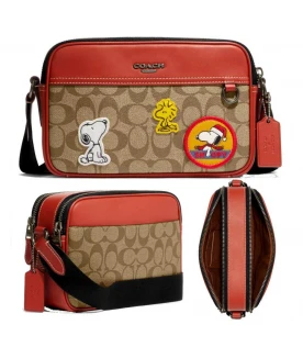 กระเป๋าสะพายข้าง COACH CE746 COACH X PEANUTS GRAHAM CROSSBODY IN SIGNATURE CANVAS WITH PATCHES (QBE7V)