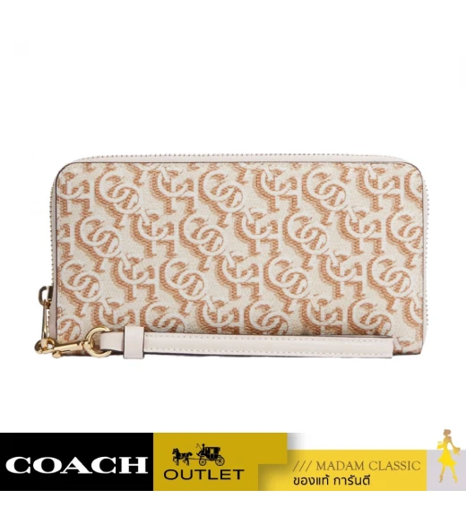 กระเป๋าคล้องมือ COACH CF521 LONG ZIP AROUND WALLET WITH SIGNATURE MONOGRAM PRINT (IMCHK)