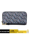 กระเป๋าคล้องมือ COACH CF521 LONG ZIP AROUND WALLET WITH SIGNATURE MONOGRAM PRINT (IMNAV)