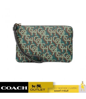 กระเป๋าคล้องมือ COACH CF548 CORNER ZIP WRISTLET WITH SIGNATURE MONOGRAM PRINT (IMGRN)