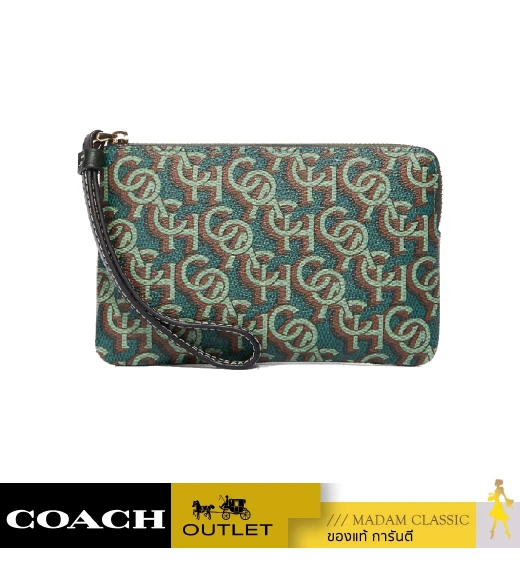 กระเป๋าคล้องมือ COACH CF548 CORNER ZIP WRISTLET WITH SIGNATURE MONOGRAM PRINT (IMGRN)