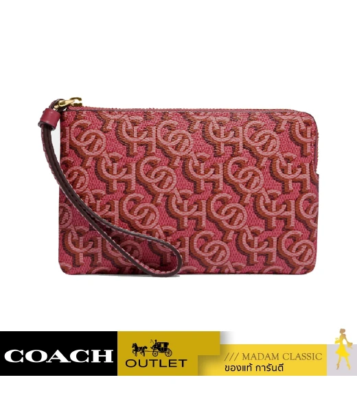 กระเป๋าคล้องมือ COACH CF548 CORNER ZIP WRISTLET WITH SIGNATURE MONOGRAM PRINT (IMROU)