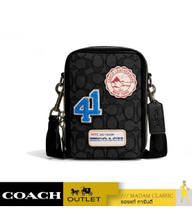 กระเป๋าสะพายข้าง COACH CG575 STANTON CROSSBODY IN SIGNATURE JACQUARD WITH SKI PATCHES (QBPHT)