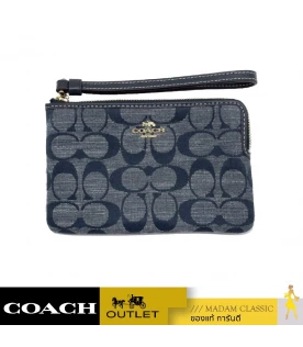 กระเป๋าคล้องมือ COACH CH371 CORNER ZIP WRISTLET IN SIGNATURE CHAMBRAY (IMDEI)