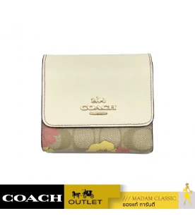 กระเป๋าสตางค์ COACH CH719I SMALL TRIFOLD WALLET IN SIGNATURE CANVAS WITH FLORAL CLUSTER PRINT (IMOT4)