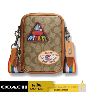 กระเป๋าสะพายข้าง COACH CJ671 STANTON CROSSBODY IN SIGNATURE CANVAS WITH PATCHES (QBE7V)