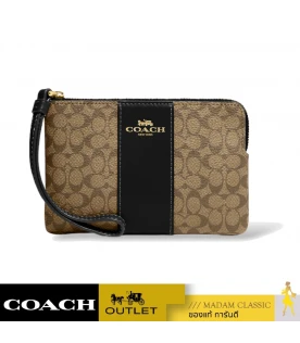 กระเป๋าคล้องมือ COACH CJ792 CORNER ZIP WRISTLET IN SIGNATURE CANVAS (IMCBI)