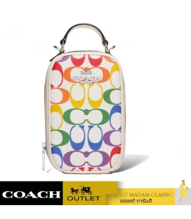 กระเป๋าสะพายไหล่ COACH CK189 EVA PHONE CROSSBODY IN RAINBOW SIGNATURE CANVAS  (SVCAH)