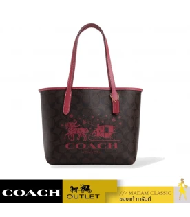 กระเป๋าสะพายไหล่ COACH CM183 MINI CITY TOTE IN SIGNATURE CANVAS WITH HORSE AND SLEIGH (IMWA0 )