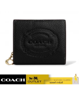 กระเป๋าสตางค์ COACH CM216 SNAP WALLET WITH COACH HERITAGE (IMBLK)