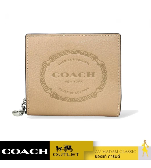 กระเป๋าสตางค์ COACH CM216 SNAP WALLET WITH COACH HERITAGE (SVTP)