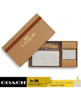 กระเป๋าสะพายข้างผู้หญิง COACH CN043 BOXED ANNA FOLDOVER CLUTCH CROSSBODY AND CARD CASE SET IN SIGNATURE CANVAS (SVRFI)