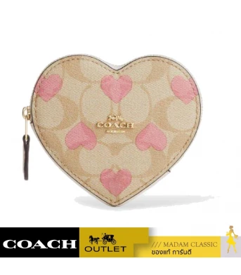กระเป๋าสตางค์ผู้หญิง COACH CP480 HEART COIN CASE IN SIGNATURE CANVAS WITH HEART PRINT (IMOTV)