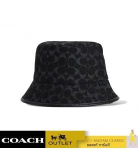 หมวกผู้หญิง COACH CP763  Signature Denim Bucket Hat (BLKML)