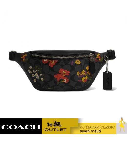 กระเป๋าคาดเอวผู้หญิง COACH CR189 WARREN MINI BELT BAG IN SIGNATURE CANVAS WITH FLORAL PRINT (QBA5F)
