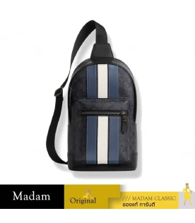 COACH CV923  WEST PACK IN SIGNATURE CANVAS WITH VARSITY STRIPE (QBOH0)