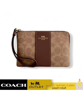 กระเป๋าคล้องมือ COACH CW854 Signature coated canvas and smooth leather (IMXHE)				