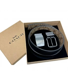 กระเป๋า COACH F22540 BOXED HARNESS PLAQUE REVERSIBLE BELT IN SIGNATURE CANVAS(QBTN2)