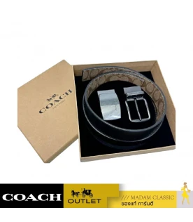 กระเป๋า COACH F22540 BOXED HARNESS PLAQUE REVERSIBLE BELT IN SIGNATURE CANVAS(QBTN2)