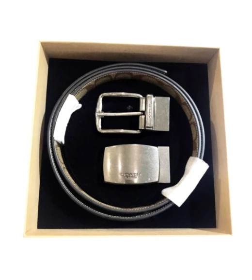 กระเป๋า COACH F22540 BOXED HARNESS PLAQUE REVERSIBLE BELT IN SIGNATURE CANVAS(QBTN2)