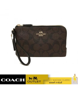 กระเป๋าคล้องมือ COACH F87591 DOUBLE CORNER ZIP WALLET IN SIGNATURE COATED CANVAS (IMAA8)