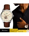 นาฬิกาข้อมือผู้ชาย ME3266,สาย Leather, สีน้ำตาล 44 mm  .